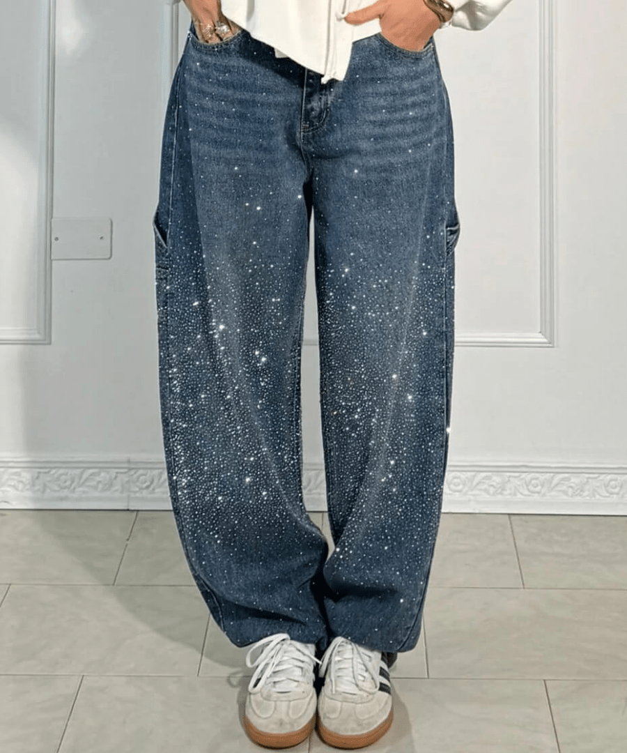 Adele | Glamouröse Ballon-Cargo-Jeans mit funkelnden Akzenten