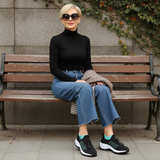 Isabella | Elegante orthopädische Schuhe aus feinster Strickware in sattem Grün und Schwarz