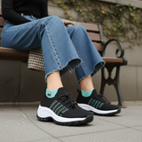 Isabella | Elegante orthopädische Schuhe aus feinster Strickware in sattem Grün und Schwarz