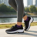 Isabelle | Elegante orthopädische Schuhe aus luxuriösem Strickstoff in tiefem Lila und Schwarz