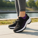 Isabelle | Elegante orthopädische Schuhe aus luxuriösem Strickstoff in tiefem Lila und Schwarz