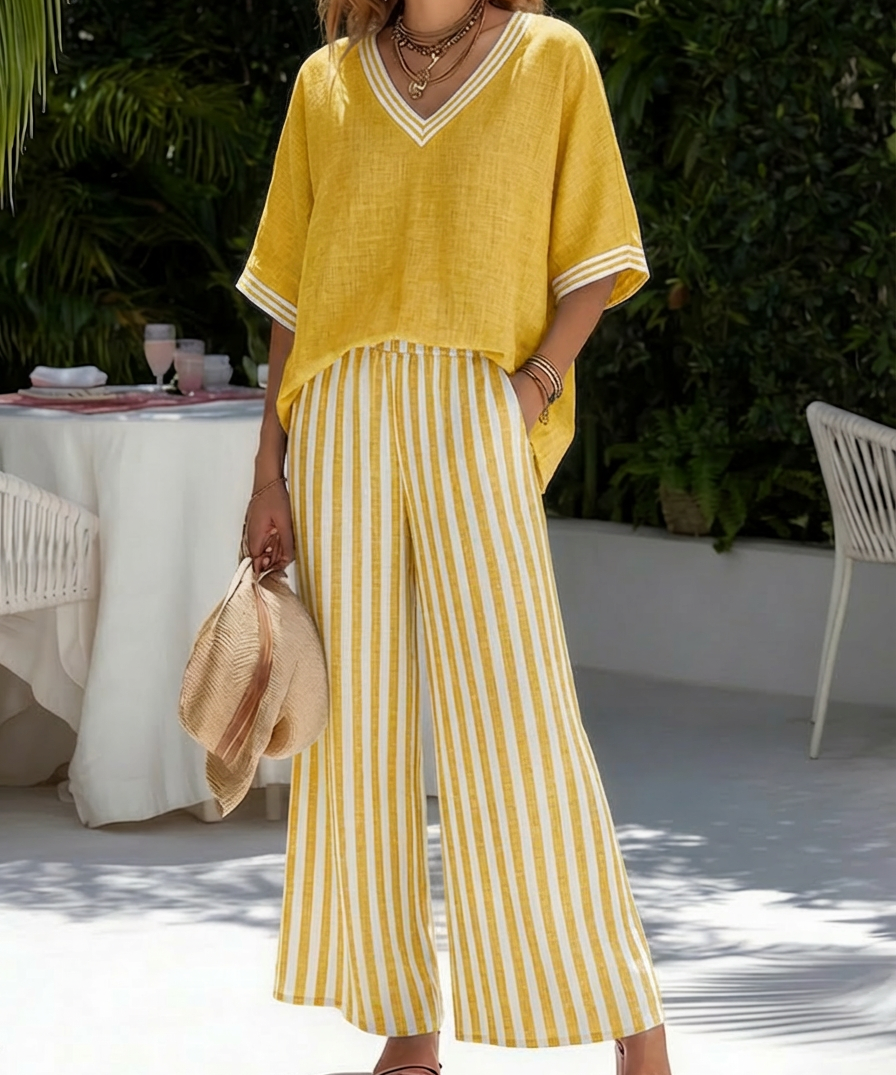 Elvara | Elegantes gestreiftes Ensemble