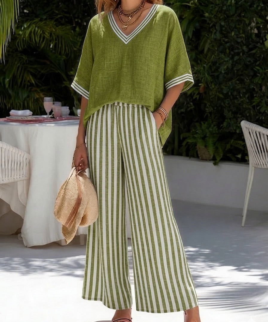 Elvara | Elegantes gestreiftes Ensemble