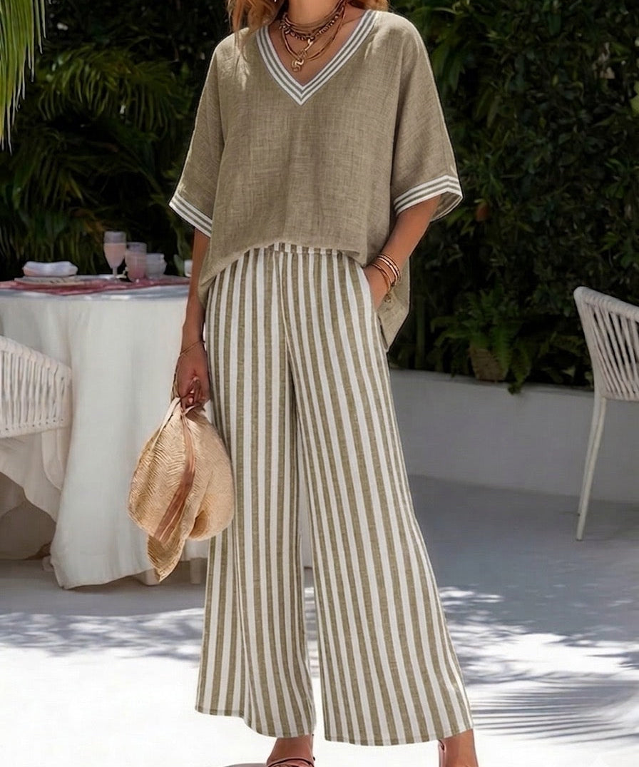 Elvara | Elegantes gestreiftes Ensemble