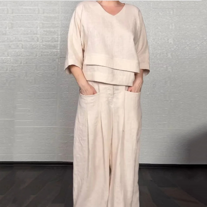 Noemi | Elegantes, weit geschnittenes Minimalismus-Zweiteiler-Set