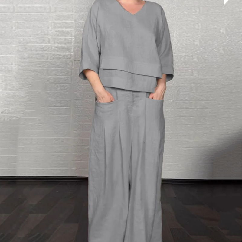 Noemi | Elegantes, weit geschnittenes Minimalismus-Zweiteiler-Set