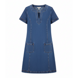 Thea | Elegantes Denimkleid mit luxuriösen Taschen