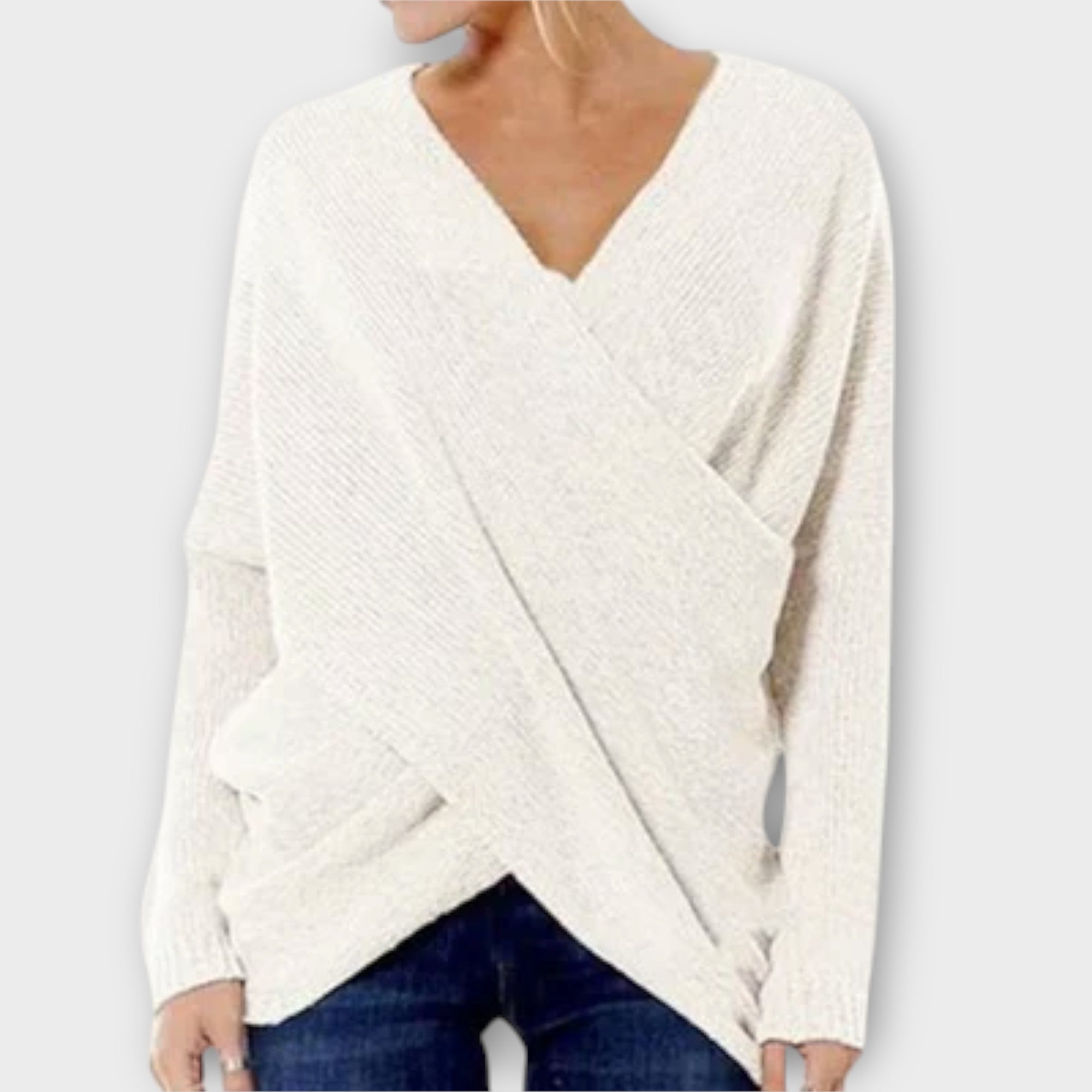 Heidi | Eleganter gekreuzter Pullover aus feinstem Cashmere